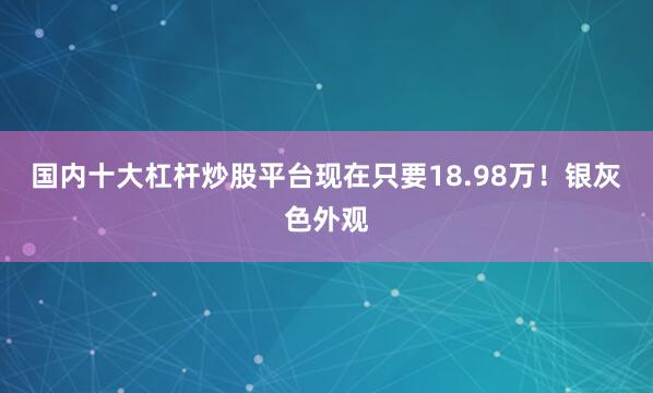 国内十大杠杆炒股平台现在只要18.98万！银灰色外观
